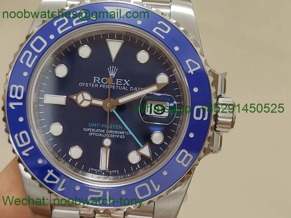 Replica Rolex GMT II Wildman Blue 904L JVS Factory Best Julibee Bracelet SA3186 CHS