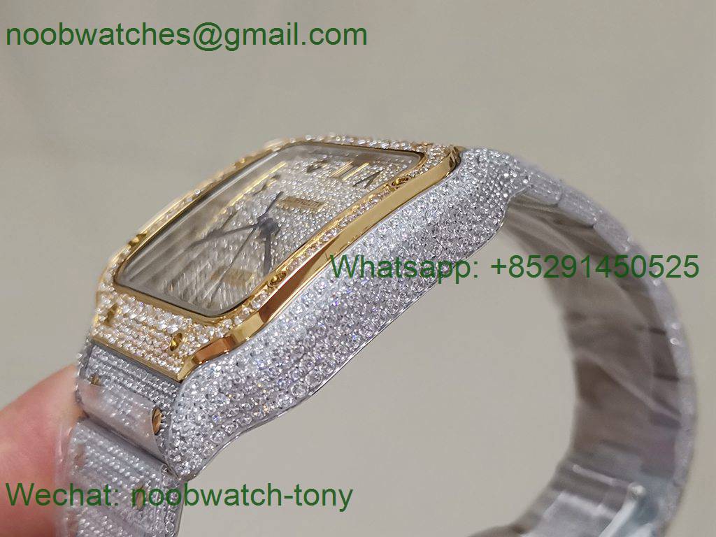 Replica Cartier Santos De Cartier 40mm Diamond Gold/SS TWF A2824
