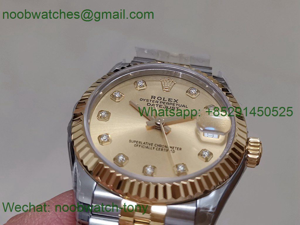 Replica Rolex DateJust 31mm Steel/18k Yellow Gold Plated Golden Dial TWF A2824