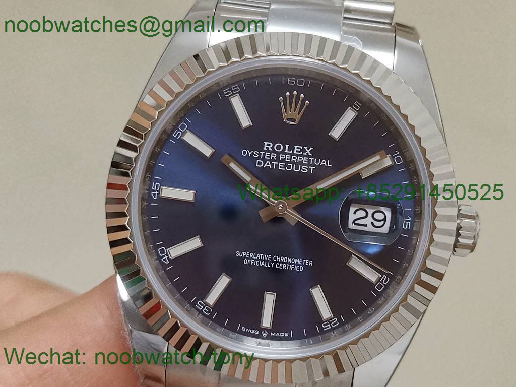 Replica Rolex Datejust 41mm 904L Clean 1:1 Best Blue Dial on Oyster VR3235