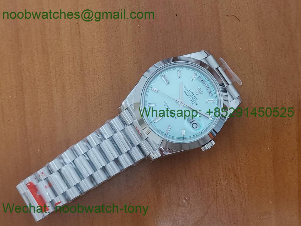 Replica Rolex DayDate 40mm 904L Ice Blue Dial Diamond Markers GMF 1:1 Best 3255