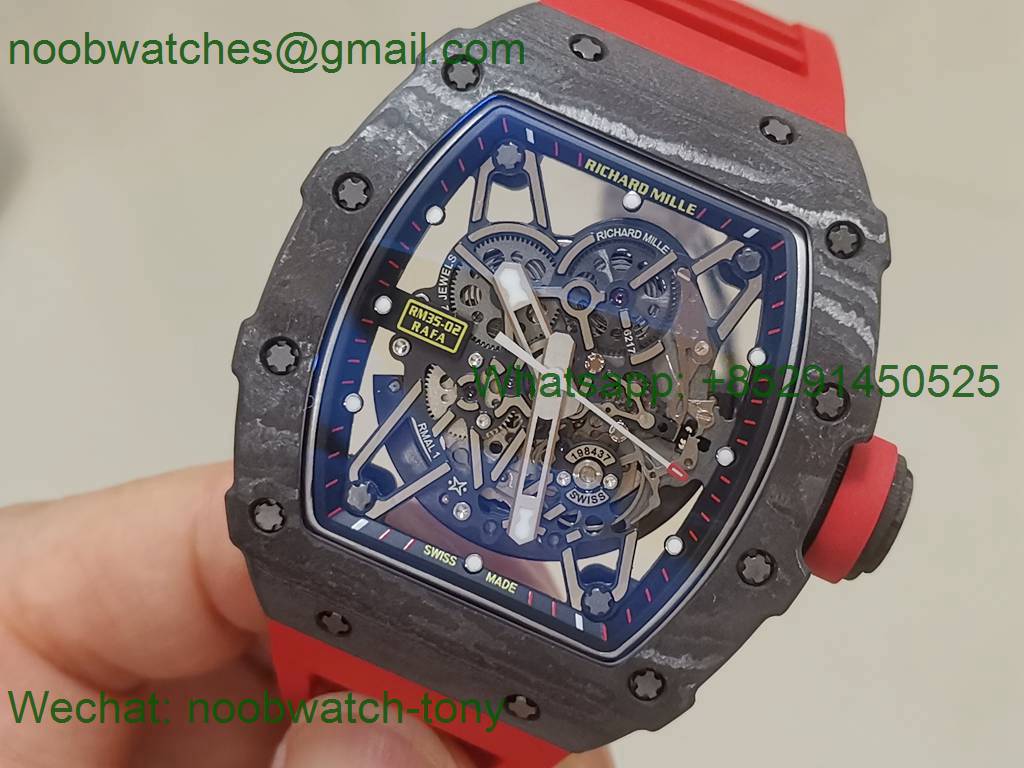 Replica Richard Mille RM035-02 Real NTPT ZF 1:1 Best Skeleton Dial on Red Rubber NH05A V4