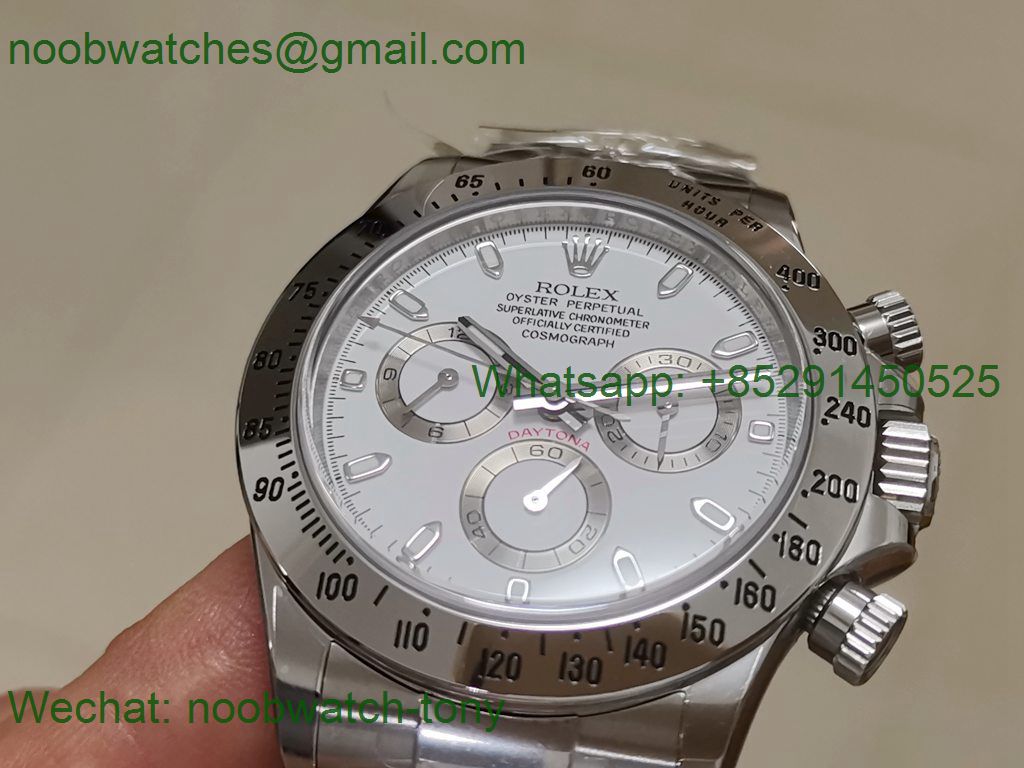 Replica Rolex daytona 116520 White Dial Clean Factory 1:1 904L Steel A4130