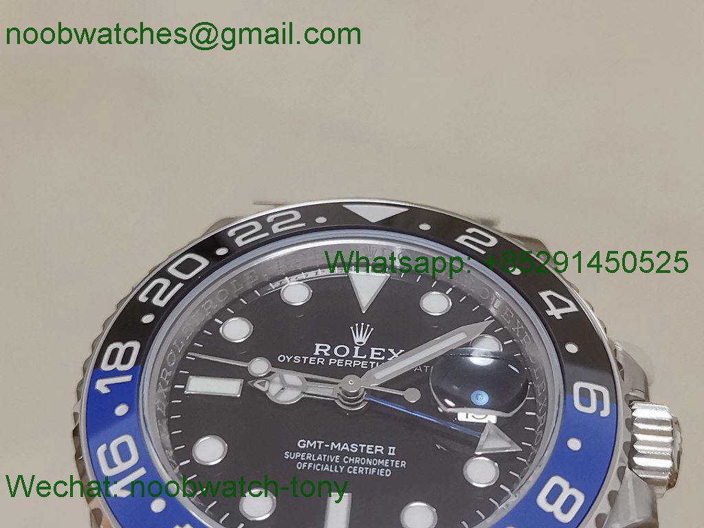 Replica Rolex GMT II 126710 BLNR BATMAN 904L Clean Factory 1:1 Best on Jubilee Bracelet SA3285 CHS