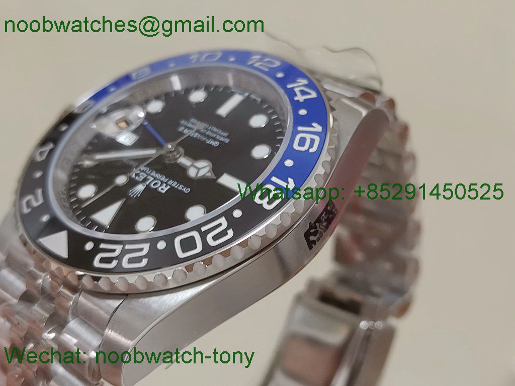 Replica Rolex GMT II 126710 BLNR BATMAN 904L Clean Factory 1:1 Best on Jubilee Bracelet SA3285 CHS