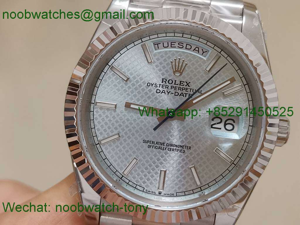 Replica Rolex DayDate 40mm 904L Ice Blue Dial GMF 1:1 Best 3255