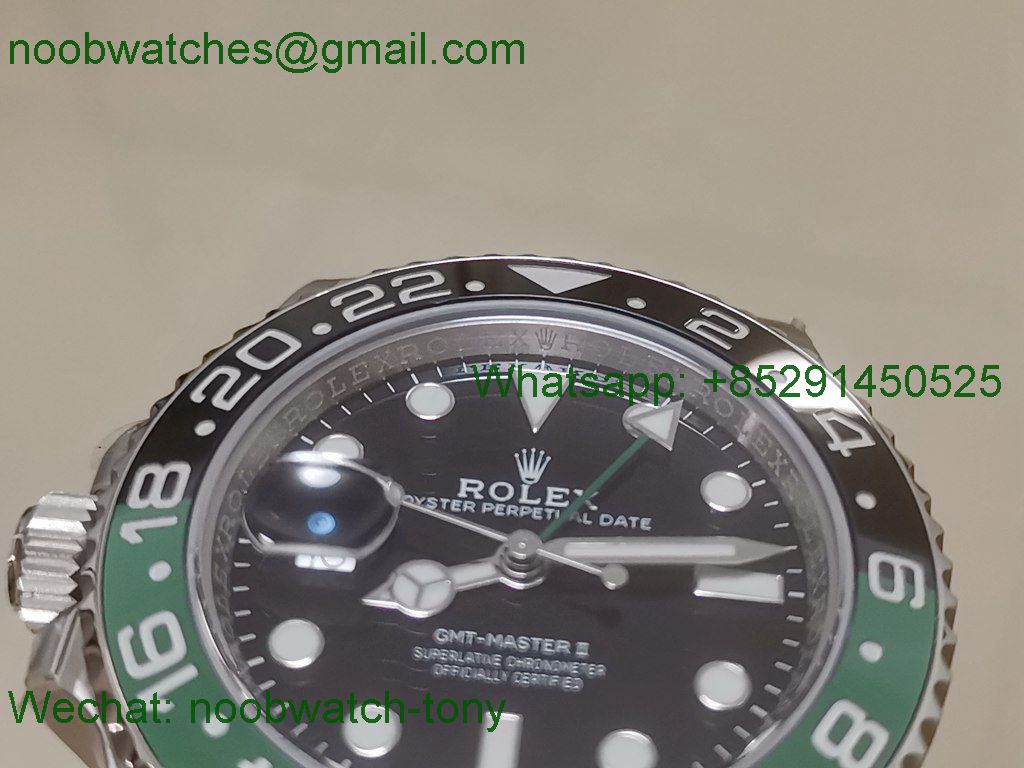Replica Rolex GMT II 126720 VTNR Sprite Green Black 904L Clean Factory 1:1 Best on Oyster VR3186 CHS