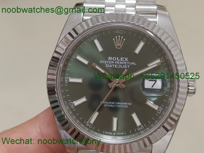 Replica Rolex Datejust 41mm 904L Clean Factory 1:1 Best Green Dial Julibee VR3235
