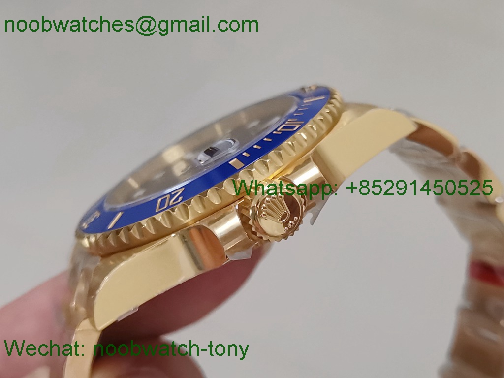 Replica Rolex Submariner 116618 LB BLUE Ceramic Yellow Gold Plated 904L Steel VSF 1:1 Best VS3135