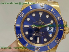 Replica Rolex Submariner 116618 LB BLUE Ceramic Yellow Gold Plated 904L Steel VSF 1:1 Best VS3135