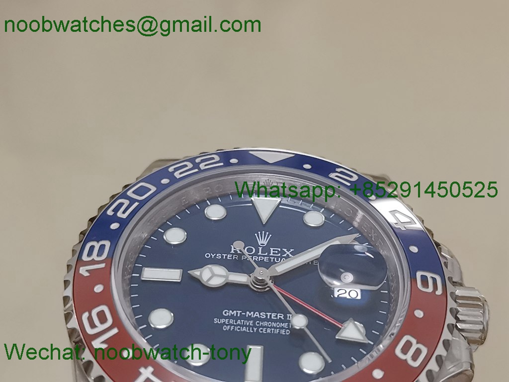 Replica ROLEX GMT 126710 BLRO Pepsi Red Blue GMF Best SA3285 CHS V2 CF Bezel Oyster