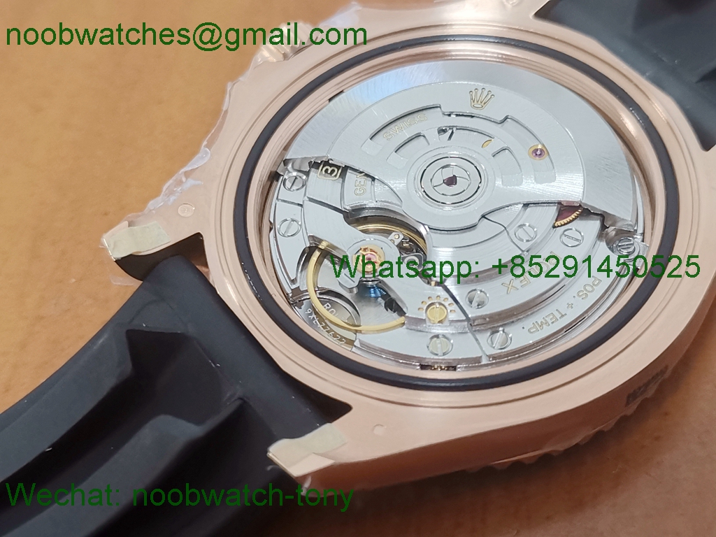 Replica Rolex YachtMaster 126655 40mm Rose Gold on Rubber Strap Clean Best 1:1 VR3235