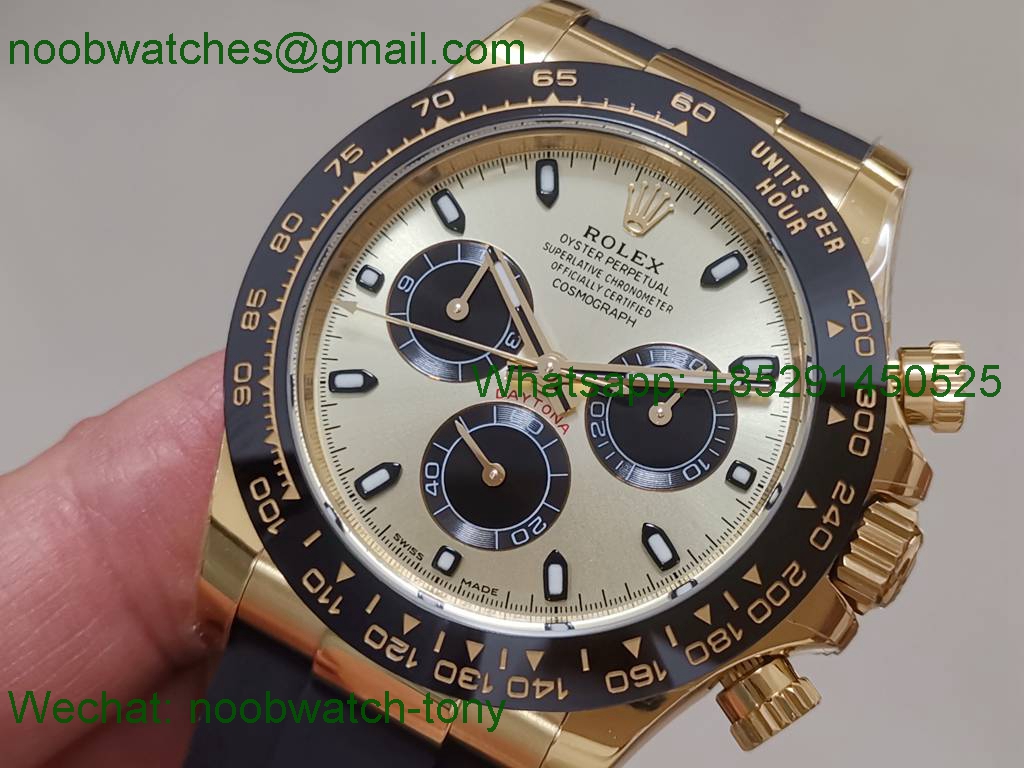 Replica Rolex Daytona 116518 BTF 1:1 Best Yellow Gold Dial on Oysterflex Rubber Strap SA4130