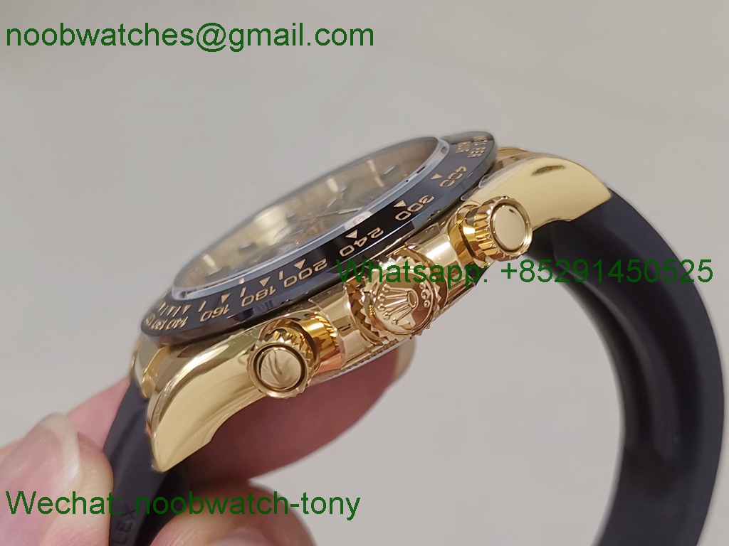 Replica Rolex Daytona 116518 BTF 1:1 Best Yellow Gold Dial on Oysterflex Rubber Strap SA4130