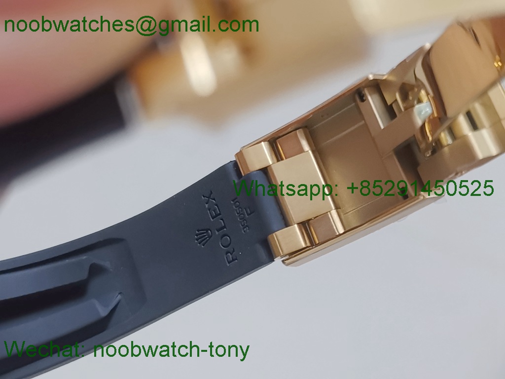 Replica Rolex Daytona 116518 Yellow Gold BTF 1:1 Best Black Dial Oysterflex Rubber Strap SA4130