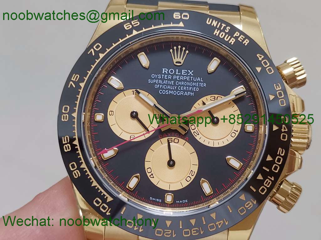 Replica Rolex Daytona 116518 Yellow Gold BTF 1:1 Best Black Dial Oysterflex Rubber Strap SA4130