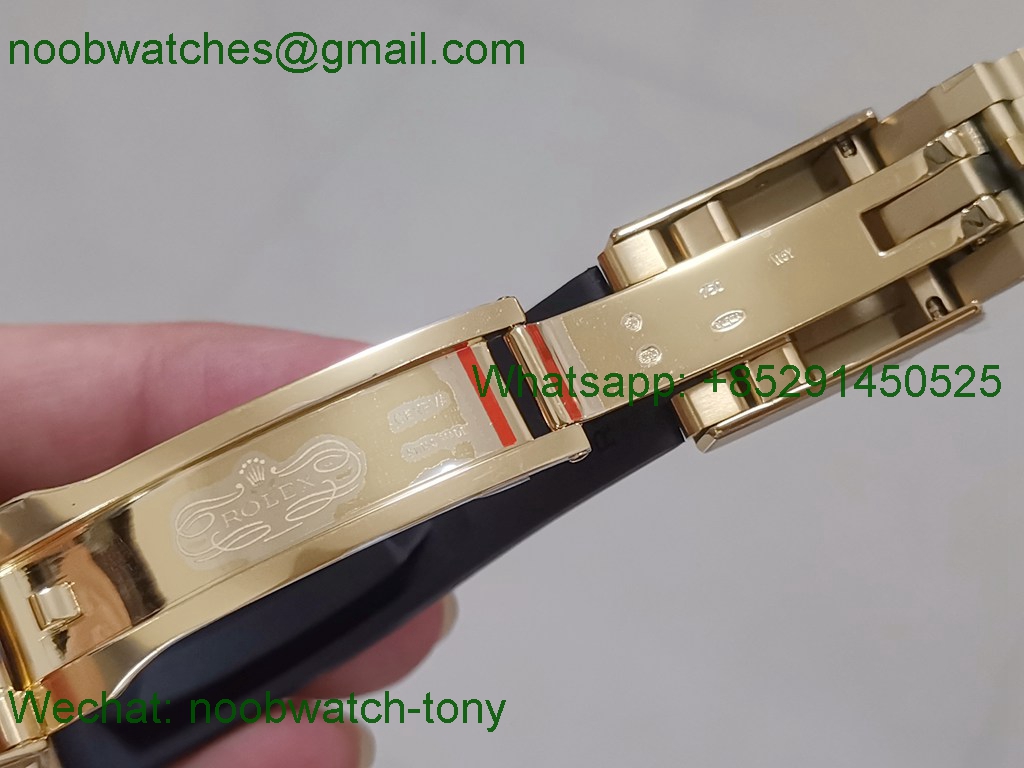 Replica Rolex Daytona 116518 Yellow Gold BTF 1:1 Best Black Dial Oysterflex Rubber Strap SA4130