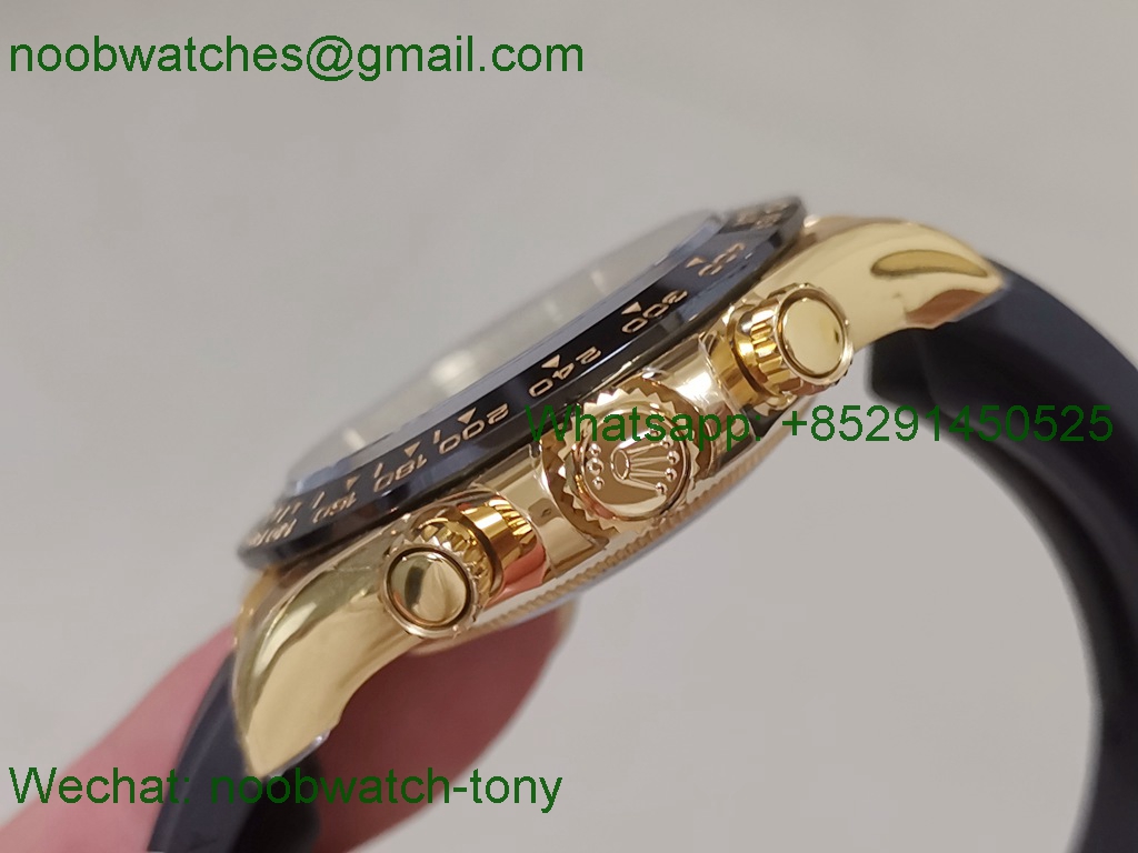 Replica Rolex Daytona 116518 Yellow Gold BTF 1:1 Best Black Dial Oysterflex Strap SA4130