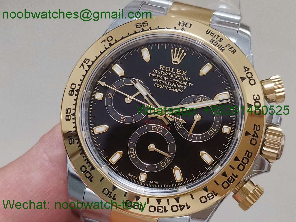 Replica Rolex Daytona 116503 Two Tone 904L Steel GOLD BTF 1:1 Best Black Dial SA4130