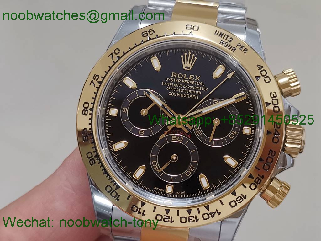 Replica Rolex Daytona 116503 Two Tone 904L Steel GOLD BTF 1:1 Best Black Dial SA4130