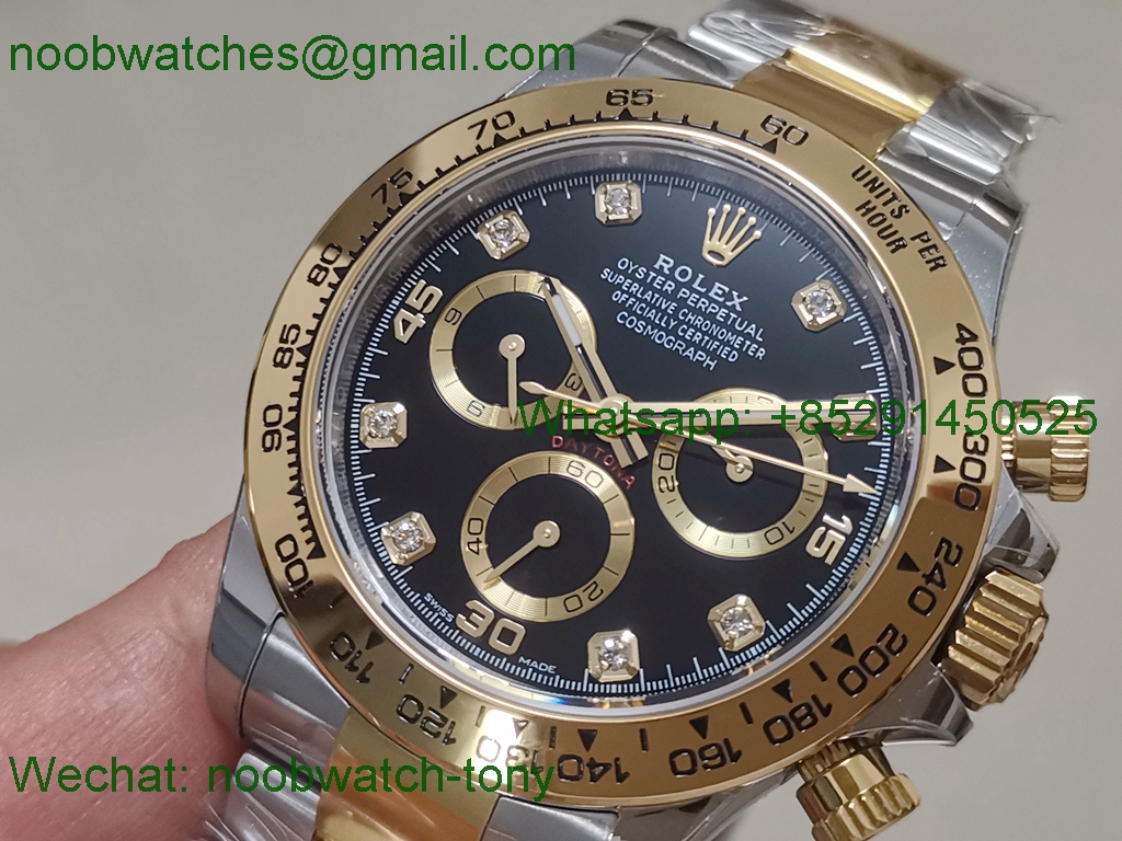 Replica Rolex Daytona 116503 Two Tone 904L Steel GOLD BTF 1:1 Best Black Diamond Dial SA4130