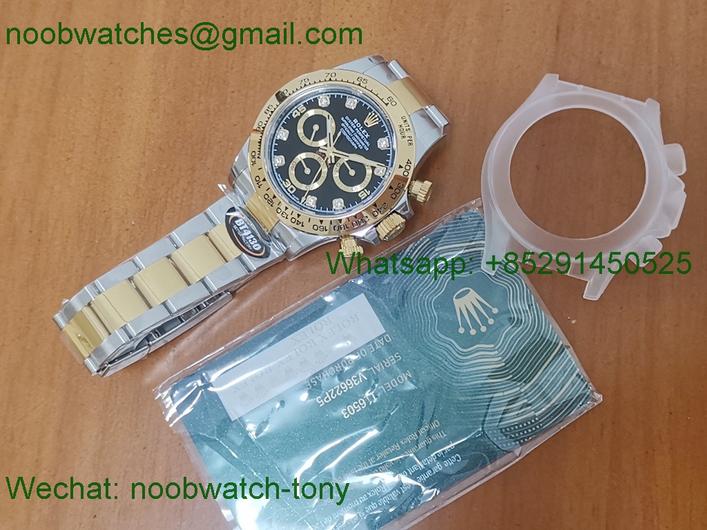 Replica Rolex Daytona 116503 Two Tone 904L Steel GOLD BTF 1:1 Best Black Diamond Dial SA4130