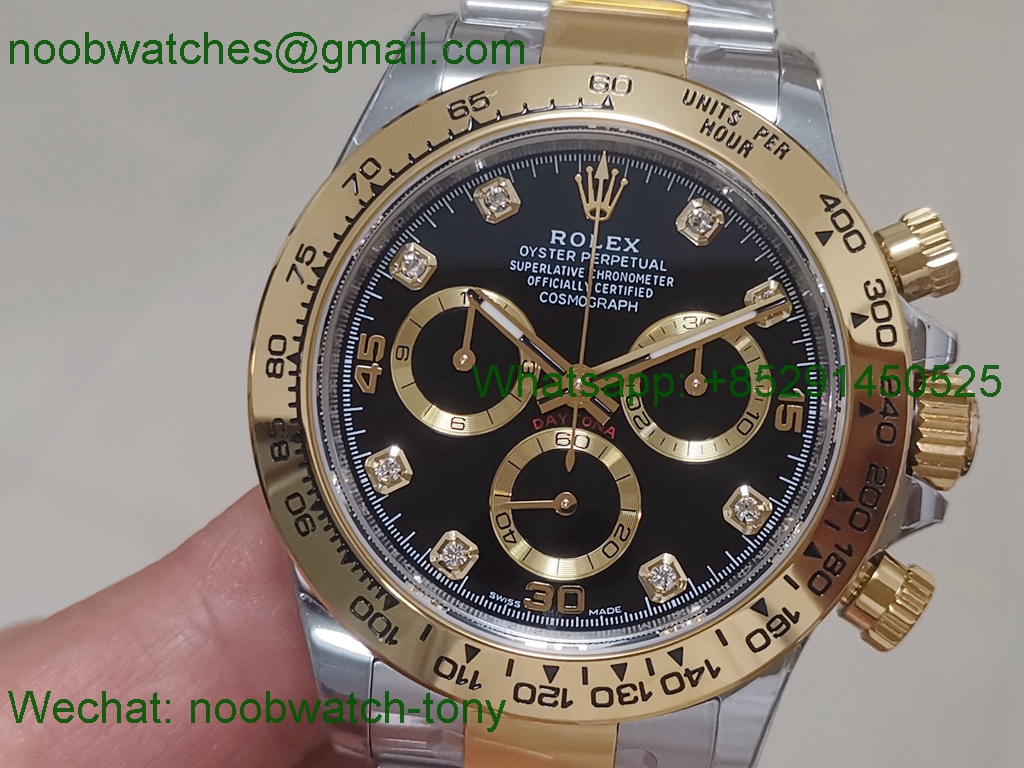 Replica Rolex Daytona 116503 Two Tone 904L Steel GOLD BTF 1:1 Best Black Diamond Dial SA4130