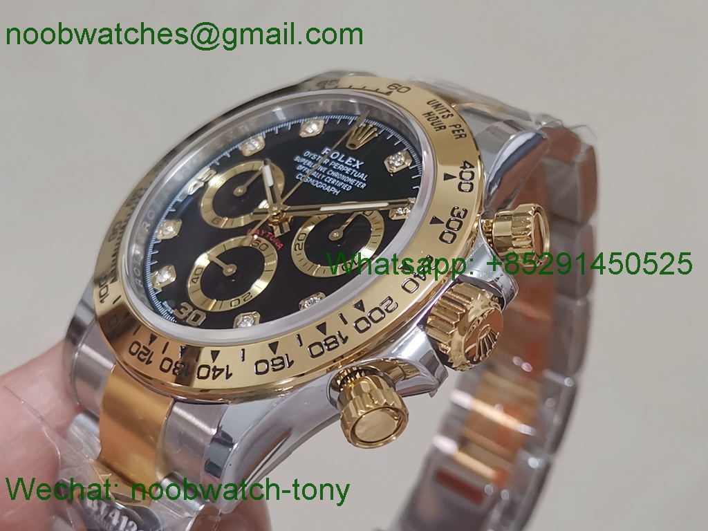 Replica Rolex Daytona 116503 Two Tone 904L Steel GOLD BTF 1:1 Best Black Diamond Dial SA4130