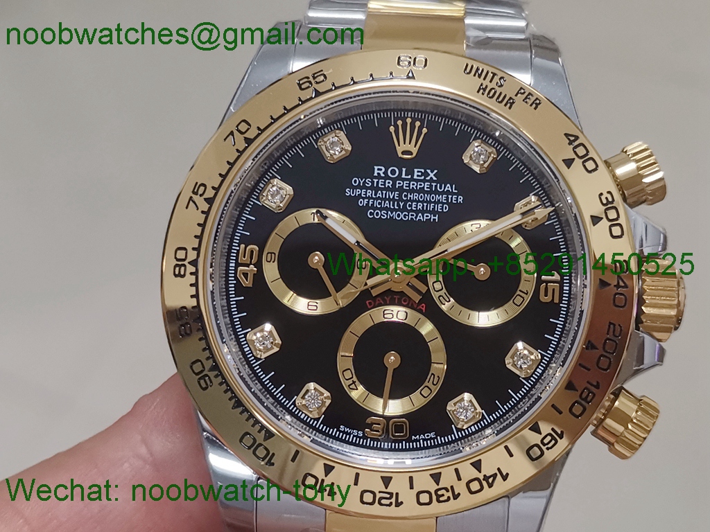 Replica Rolex Daytona 116503 Two Tone 904L Steel GOLD BTF 1:1 Best Black Diamond Dial SA4130