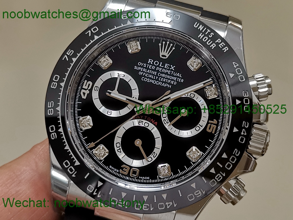 Replica Rolex Daytona 116519 BTF 1:1 Best Black Diamonds Dial on Oysterflex Rubber Strap SA4130