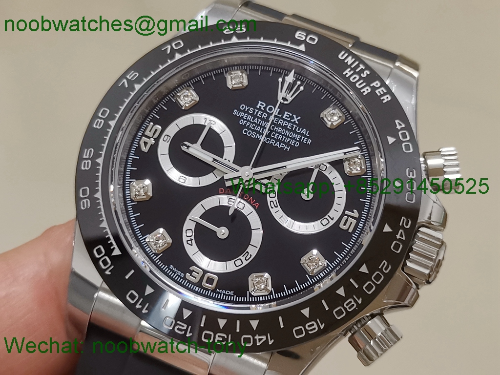 Replica Rolex Daytona 116519 BTF 1:1 Best Black Diamonds Dial on Oysterflex Rubber Strap SA4130