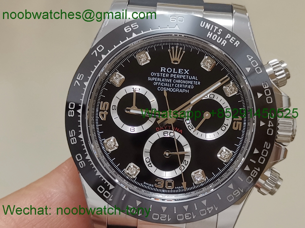 Replica Rolex Daytona 116519 BTF 1:1 Best Black Diamonds Dial on Oysterflex Rubber Strap SA4130