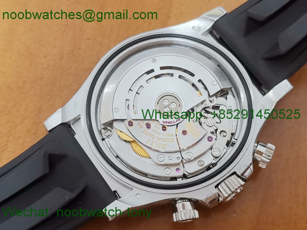 Replica Rolex Daytona 116519 BTF 1:1 Best Black Diamonds Dial on Oysterflex Rubber Strap SA4130