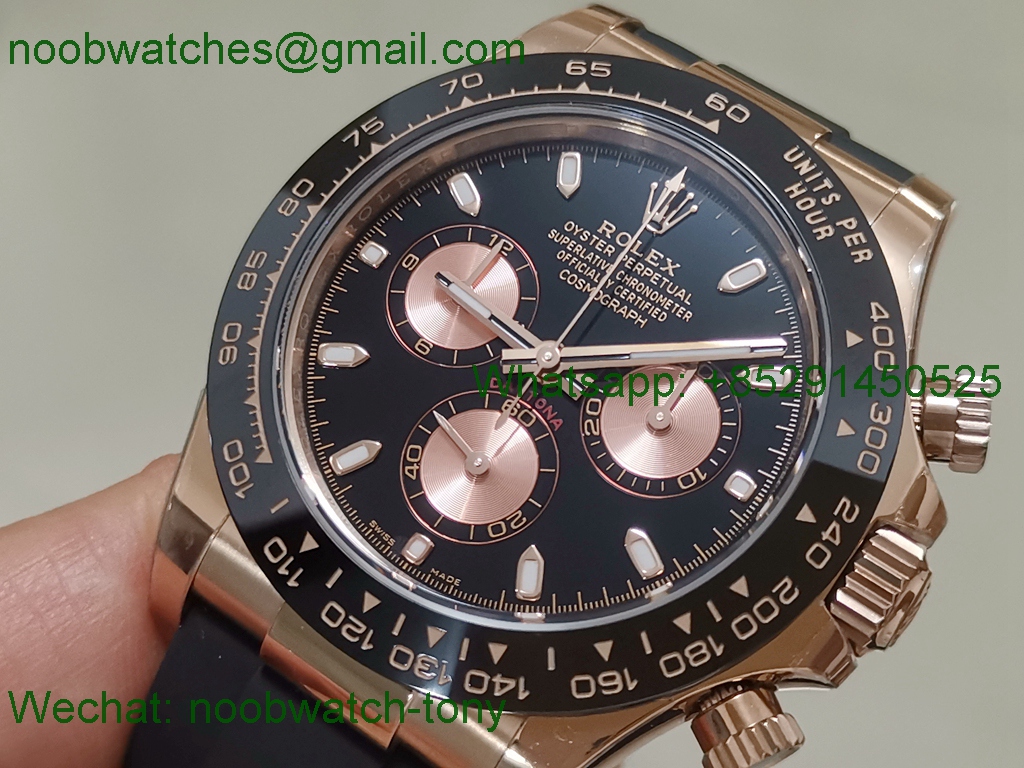 Replica Rolex Daytona Rose Gold 116515 BTF 1:1 Best Black Dial Oysterflex SA4130 V2