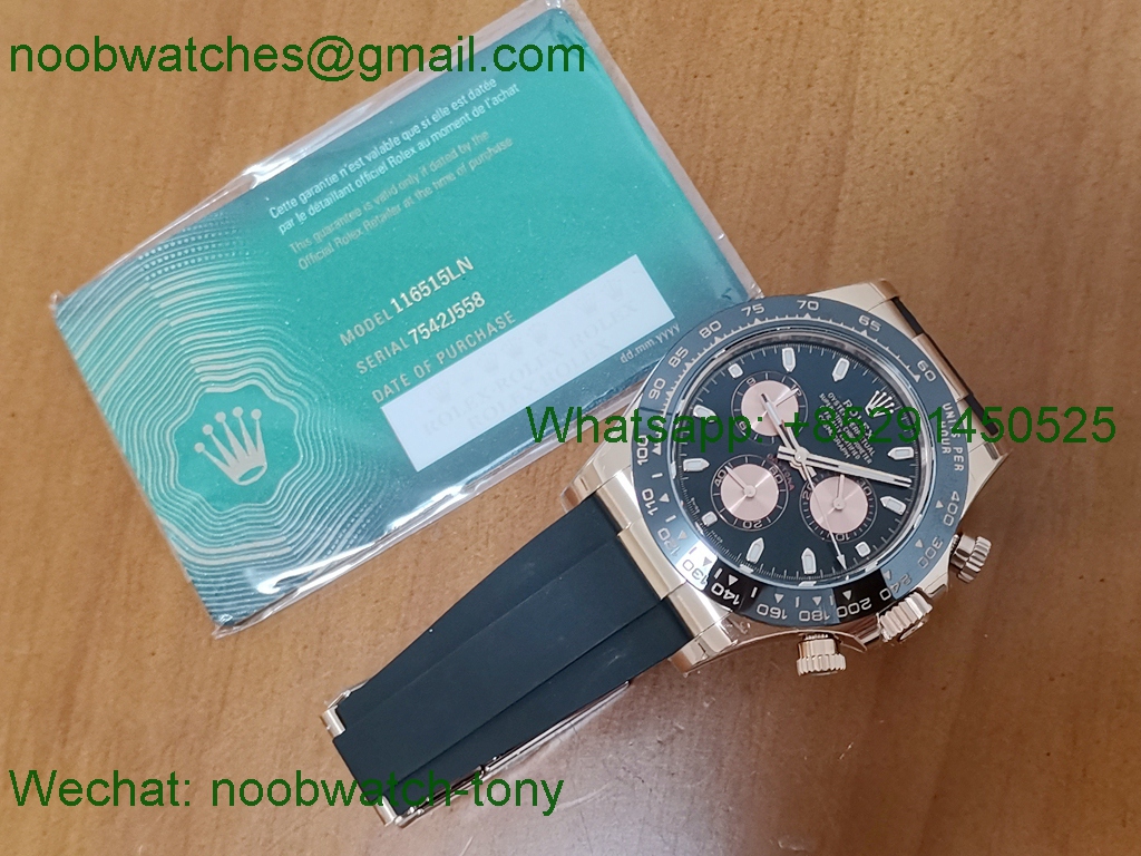 Replica Rolex Daytona Rose Gold 116515 BTF 1:1 Best Black Dial Oysterflex SA4130 V2