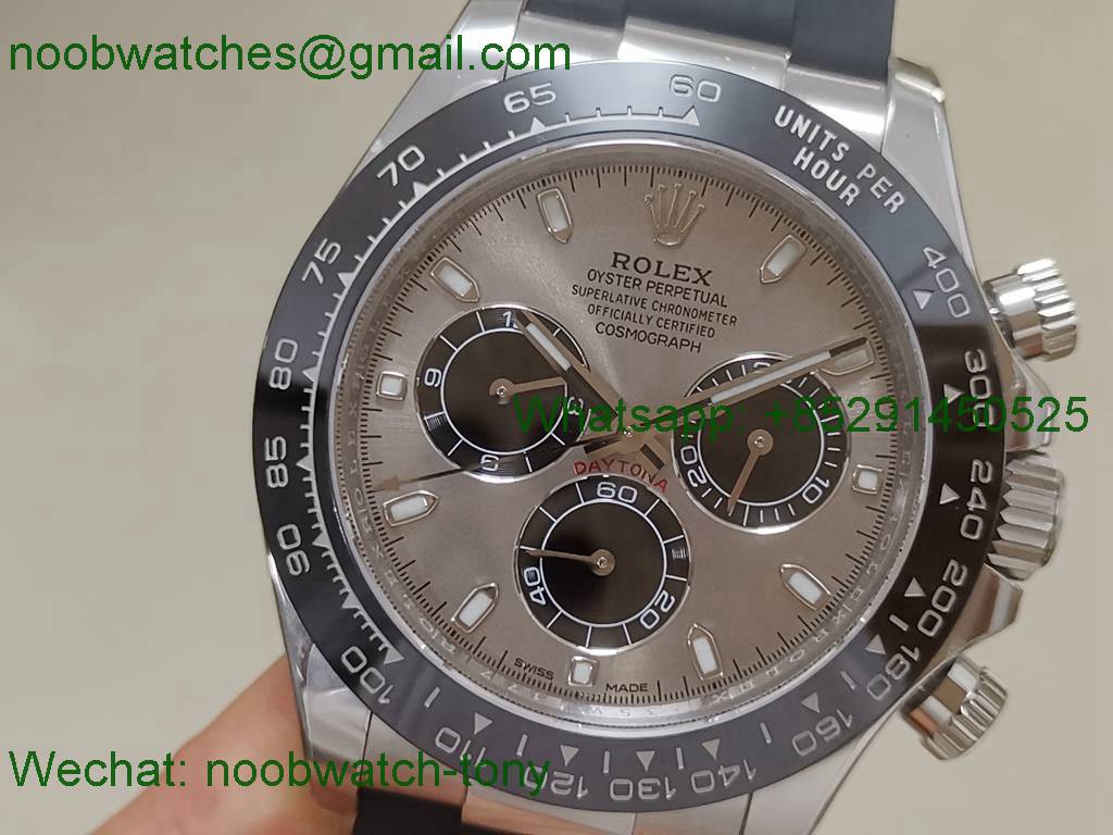 Replica Rolex Daytona 116519 Clean 1:1 Best 904L Gray Dial Oysterflex Rubber Strap SA4130 V2