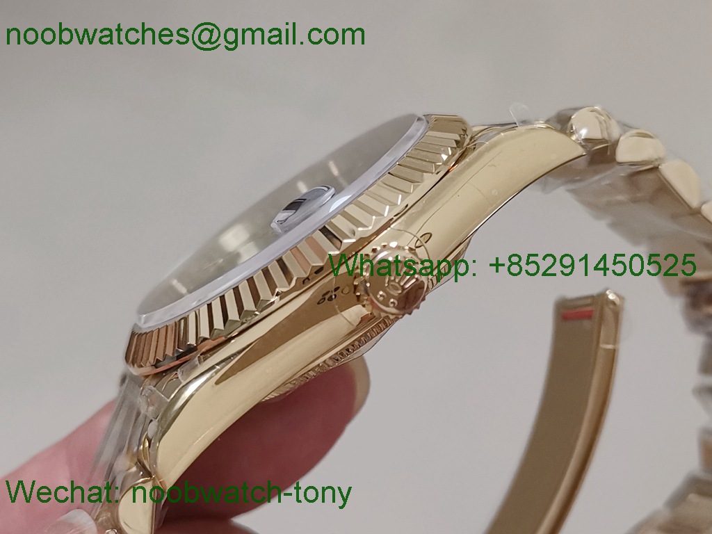 Replica Rolex DayDate 40mm 904L Yellow GOLD Green Dial JDF 1:1 Best 3255