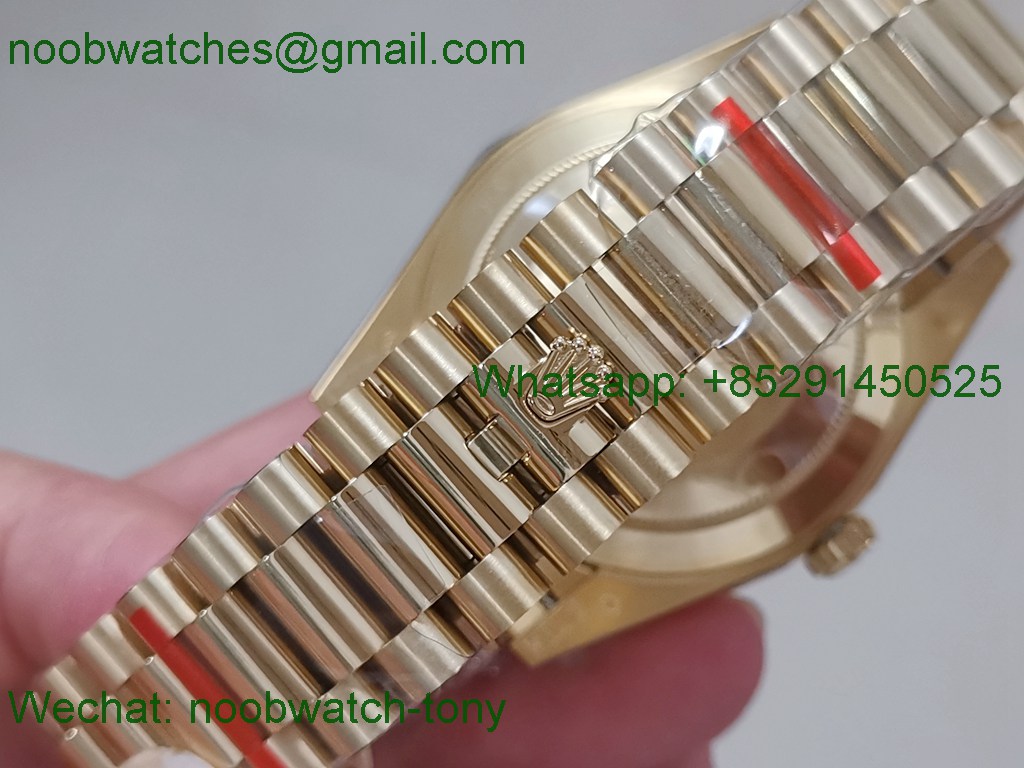 Replica Rolex DayDate 40mm 904L Yellow GOLD Green Dial JDF 1:1 Best 3255