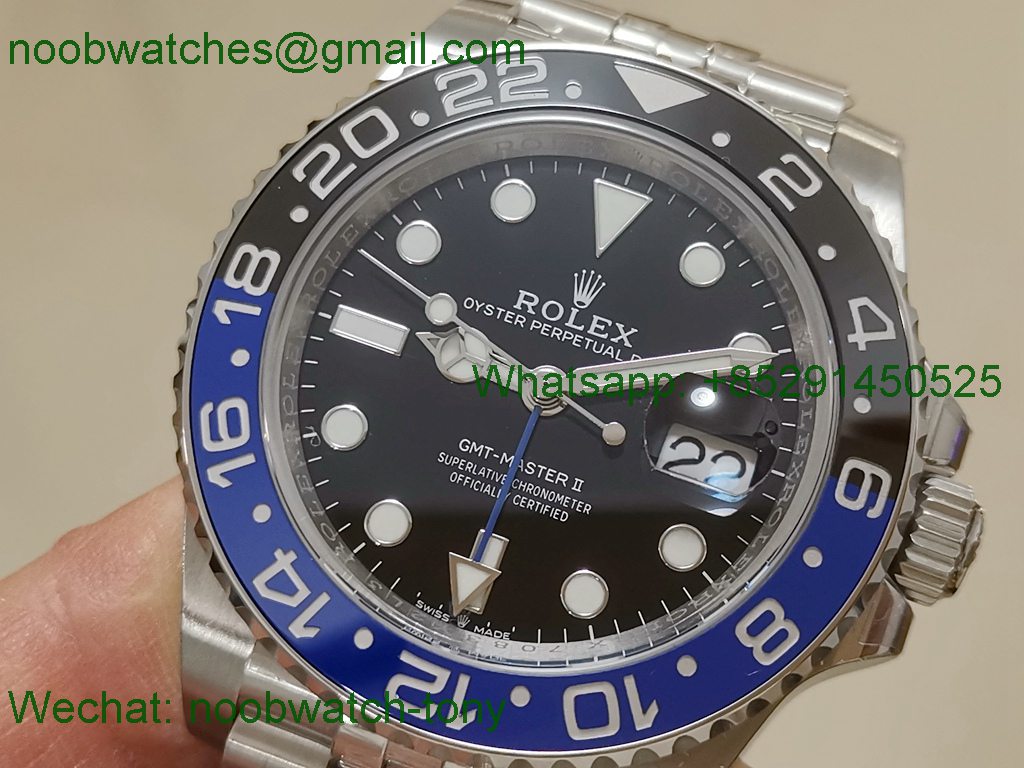Replica Rolex GMT II 126710 BLNR Batman 904L C+F 1:1 Best on Jubilee VR3285 CHS