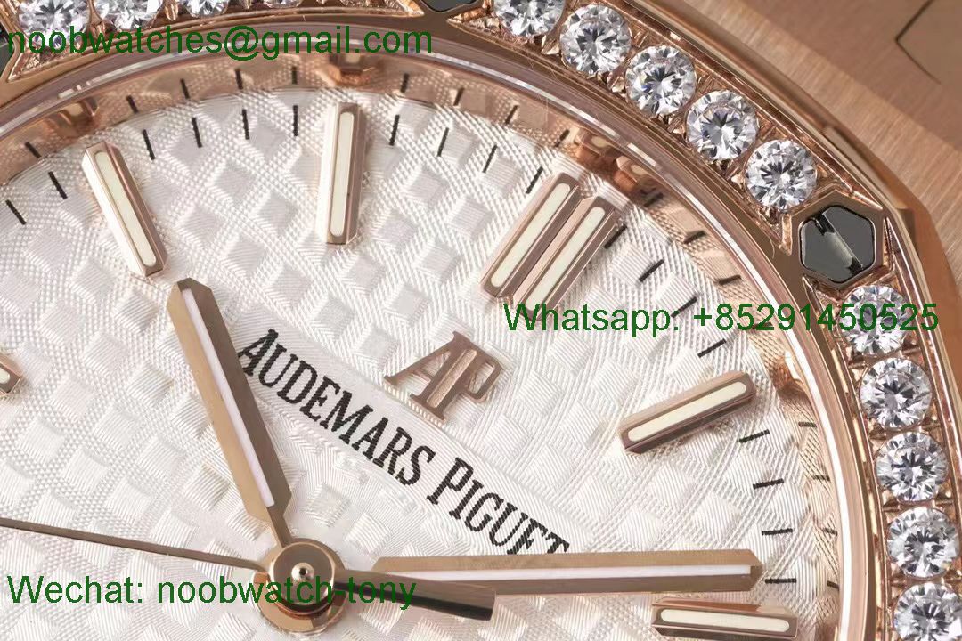 Replica Audemars Piguet AP Royal Oak 34mm Diamond Rose Gold Ladies White 8F A5800