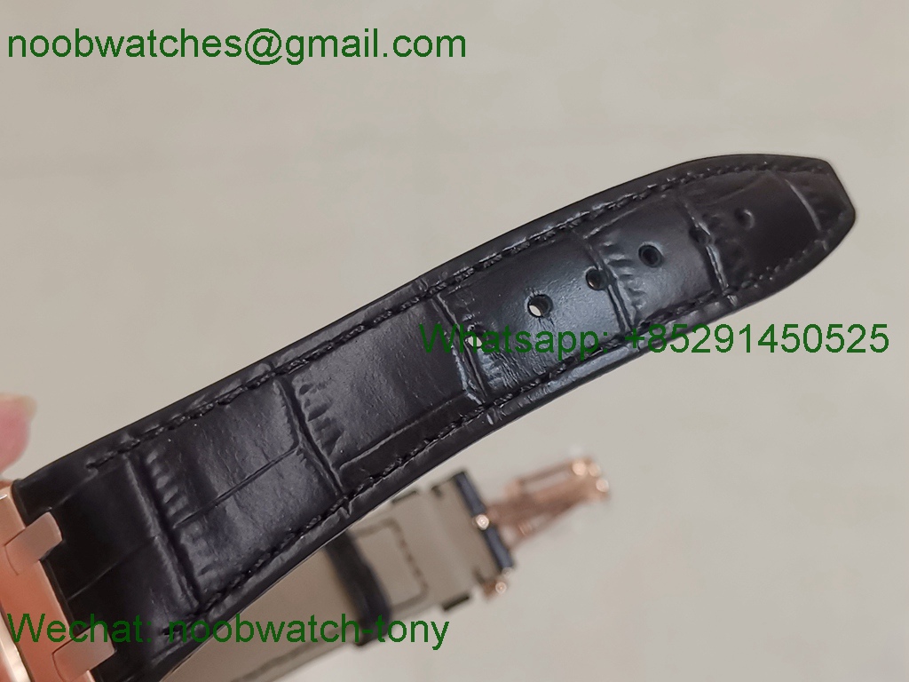 Replica Audemars Piguet AP Royal Oak 15500 Rose GOLD Black APSF 1:1 Best A4302 on Leather Strap