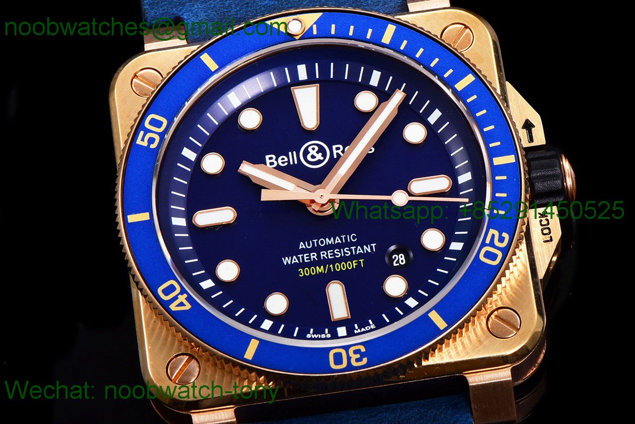 Replica Bell Ross BR03-92 Diver 42mm Bronze Blue Dial MY9015 WMF 
