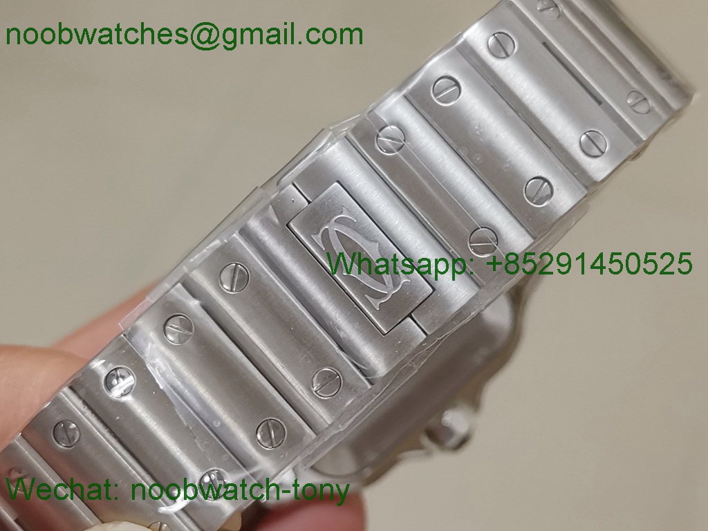Replica Cartier Santos 40mm SS GF 1:1 Best White Dial SmartLinks V2 MIYOTA 9015 (Free Leather)