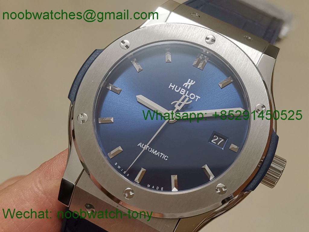 Replica HUBLOT Classic Fusion 42mm APSF 1:1 Best Blue Dial on Gummy Strap A1110