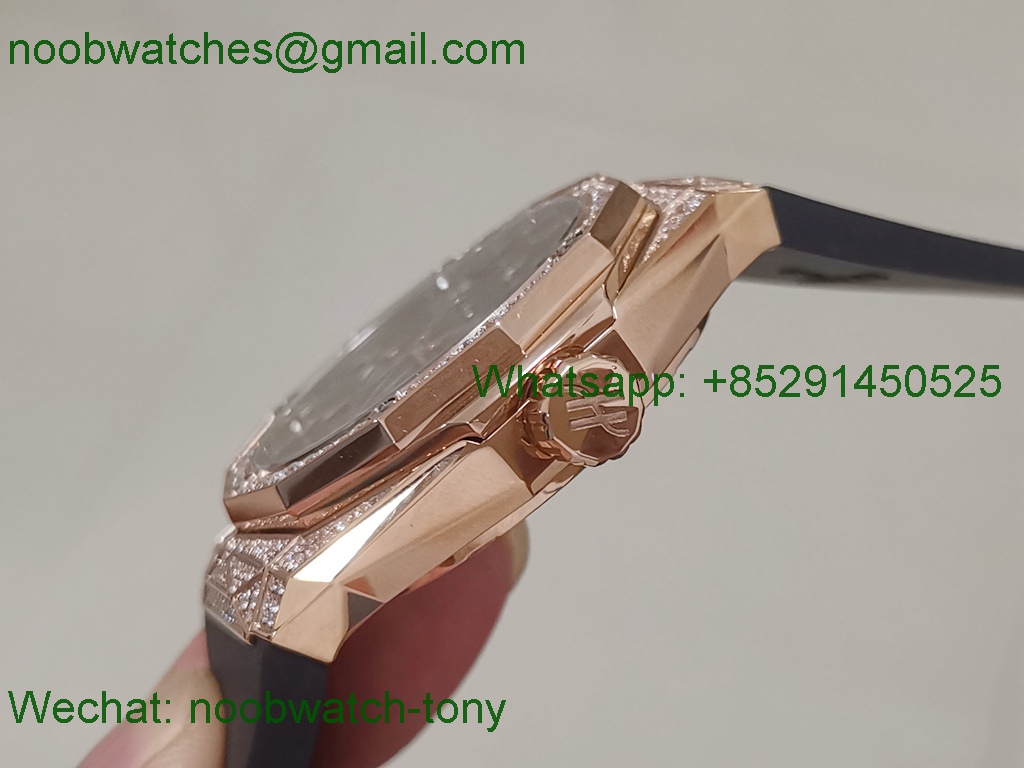 Replica HUBLOT Classic Fusion Orlinski 40mm Rose Gold Diamond Ice out Black APSF A2892 