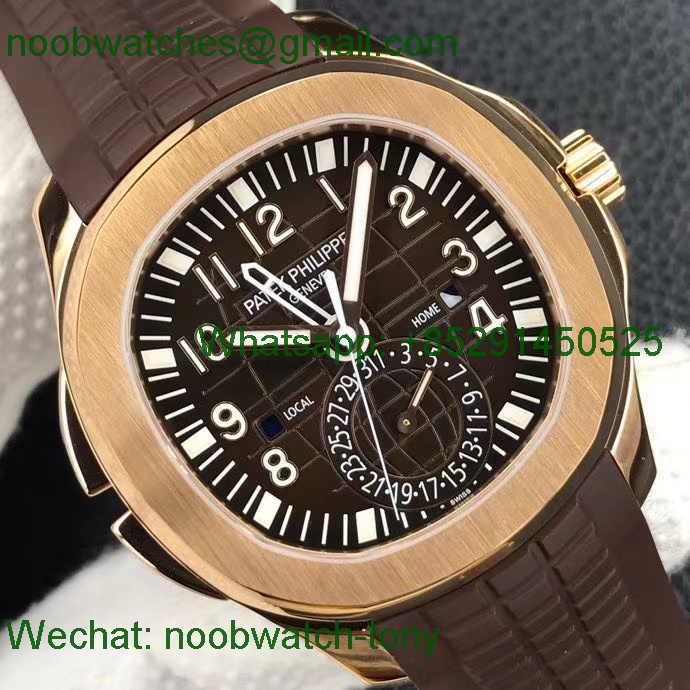 Replica Patek Philippe Aquanaut 5164R Rose Gold ZF 1:1 Best Brown Dial on Rubber A324