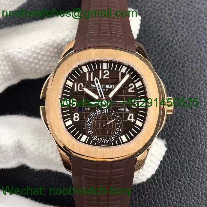 Replica Patek Philippe Aquanaut 5164R Rose Gold ZF 1:1 Best Brown Dial on Rubber A324