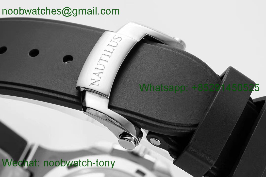 Replica Patek Philippe Nautilus 5726 Complicated PPF 1:1 Best White Dial on Black Rubber Strap A324