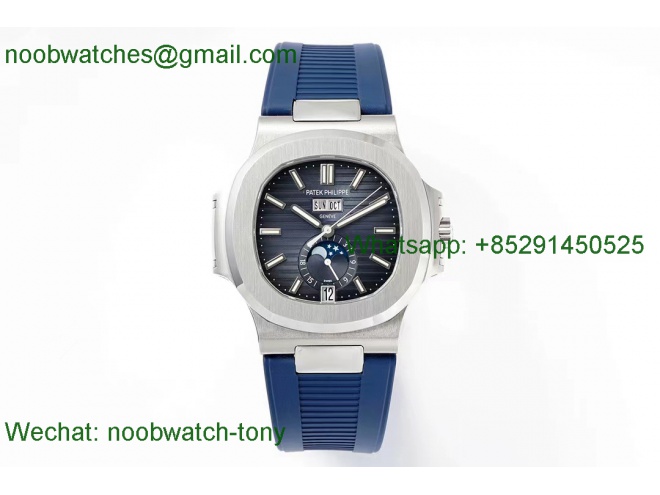Replica Patek Philippe Nautilus 5726 Complicated PPF 1:1 Best BLUE Dial on Rubber Strap A324