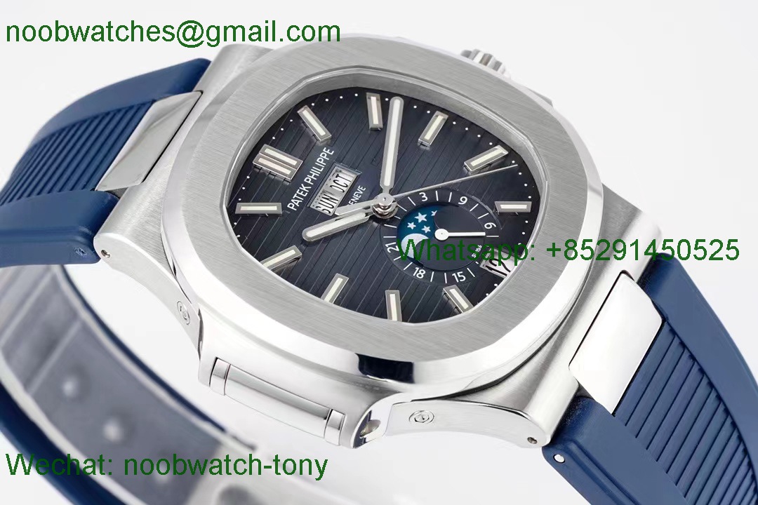 Replica Patek Philippe Nautilus 5726 Complicated PPF 1:1 Best BLUE Dial on Rubber Strap A324